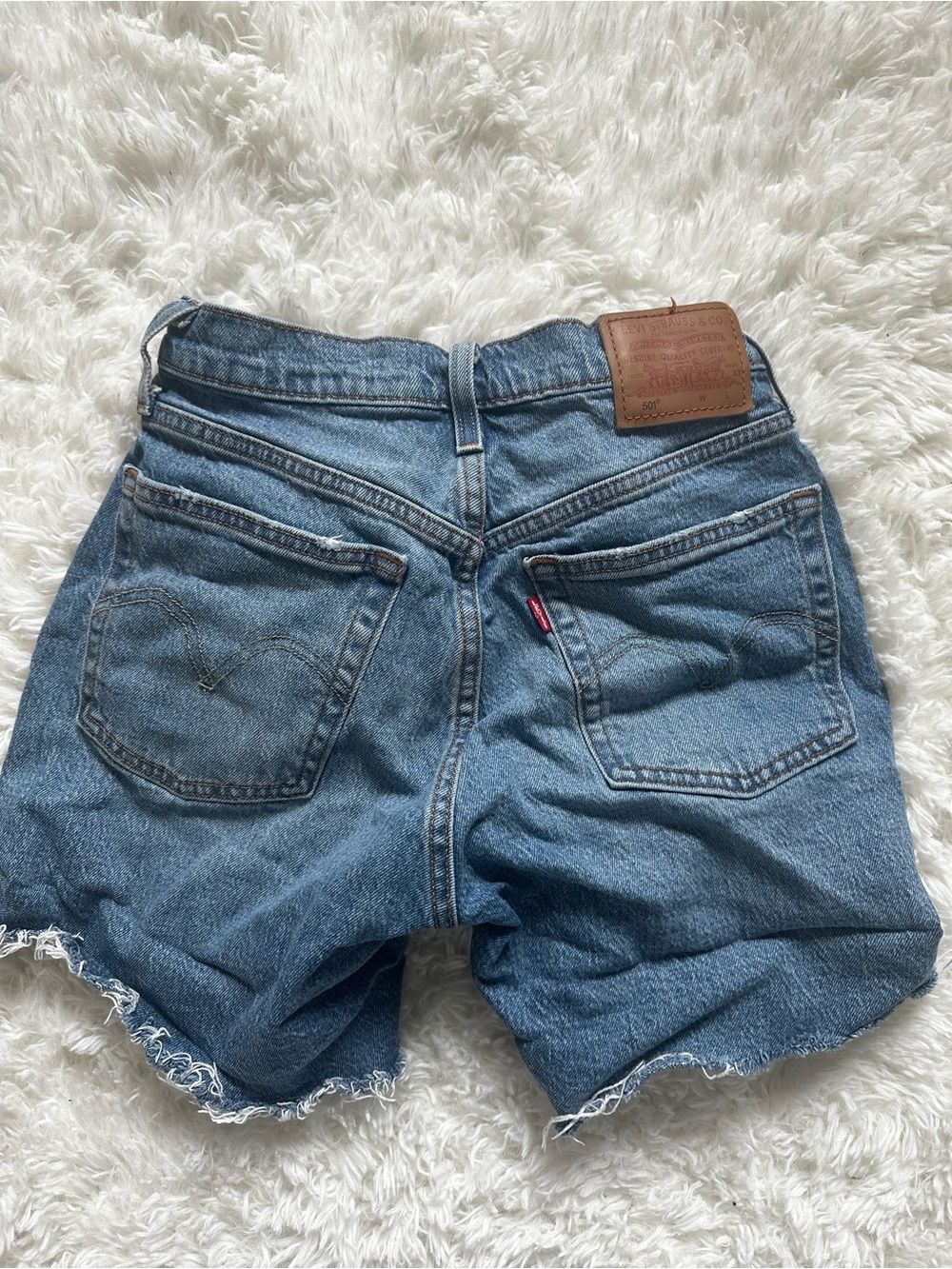 Levi's Women's Blue Denim Cutoff Shorts with Frayed Hem